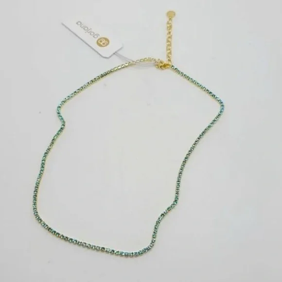 Gorjana Neckace 18k Gold Plated Lexi Aqua Blue Crystal - Picture 4 of 5